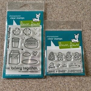 Lawn Fawn Milk and Cookies & Tiny Gingerbread Clear Stamps - EUC & NIP